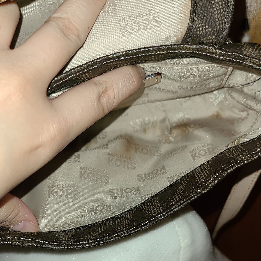 Michael Kors Brown Logo Printed Crossbody Purse - Picture 6 of 9